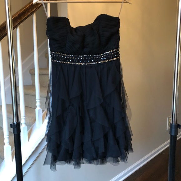 Teeze Me Black Strapless Cocktail/Prom Dress Sz 9 - Picture 4 of 8